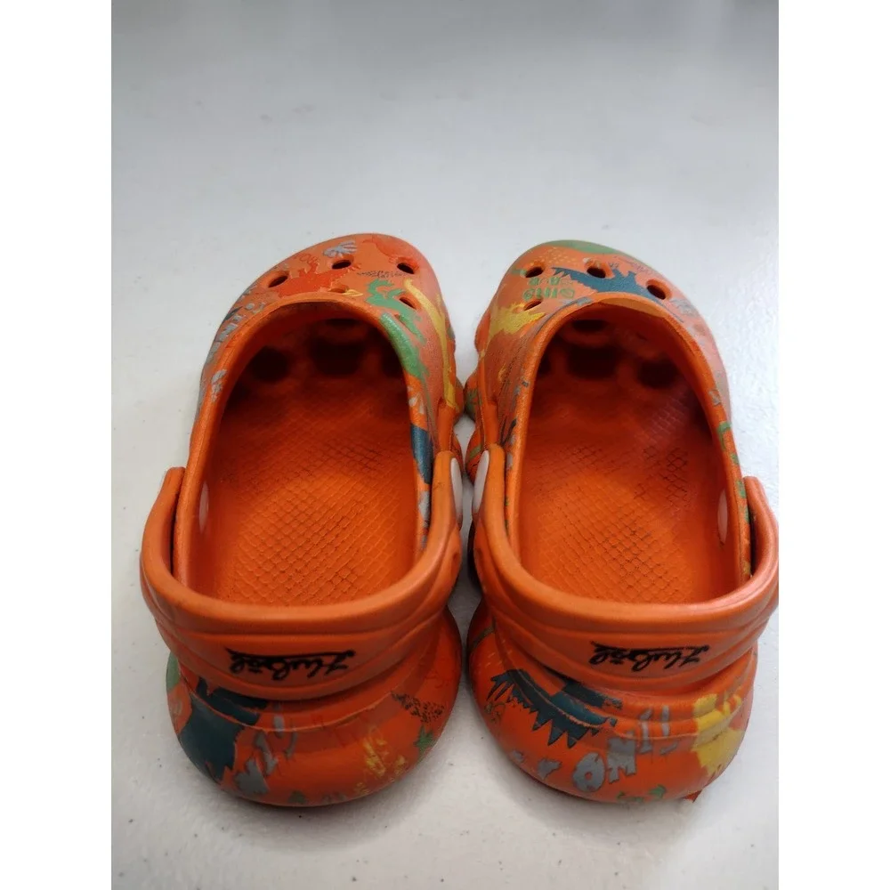 Kids‎ Orange Dinosaur Roar croc Clog Shoes Toddler Size 1.5